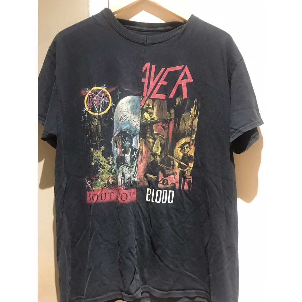 Rare  Front Seam Slayer South of Heaven TShirt half-half error print sz Large